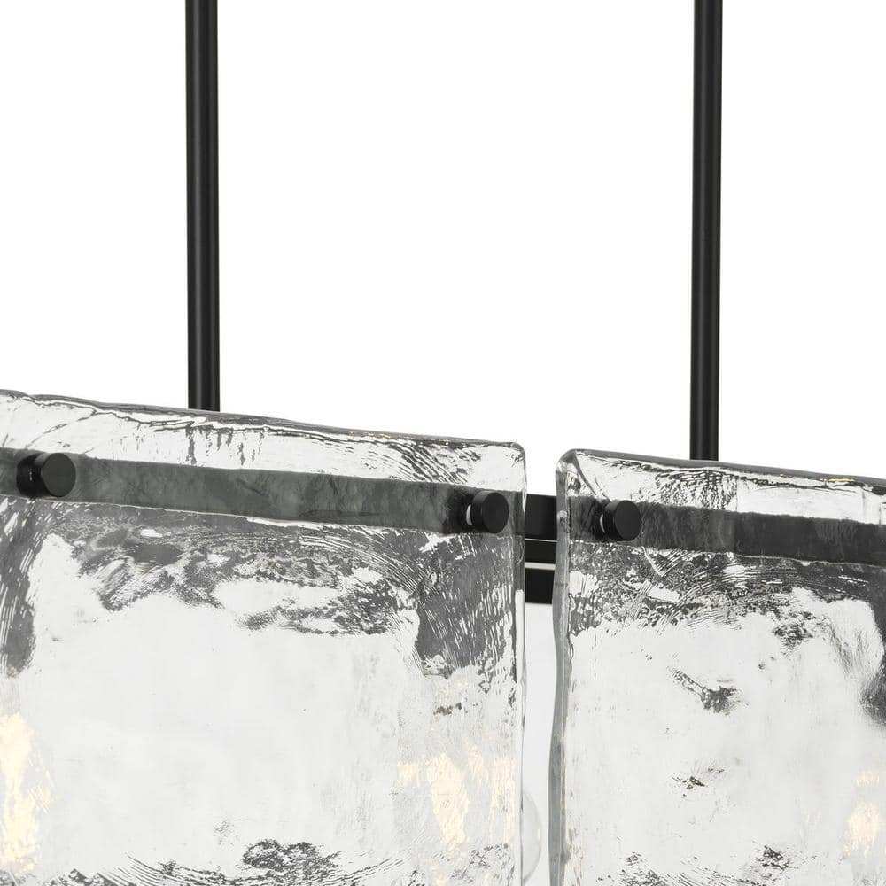 Progress Lighting Rivera 60-Watt 5-Light Matte Black Island Light with Textured Glass Shades