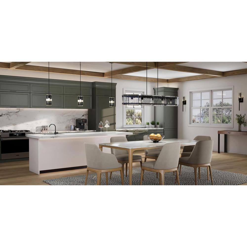 Progress Lighting Rivera 60-Watt 5-Light Matte Black Island Light with Textured Glass Shades