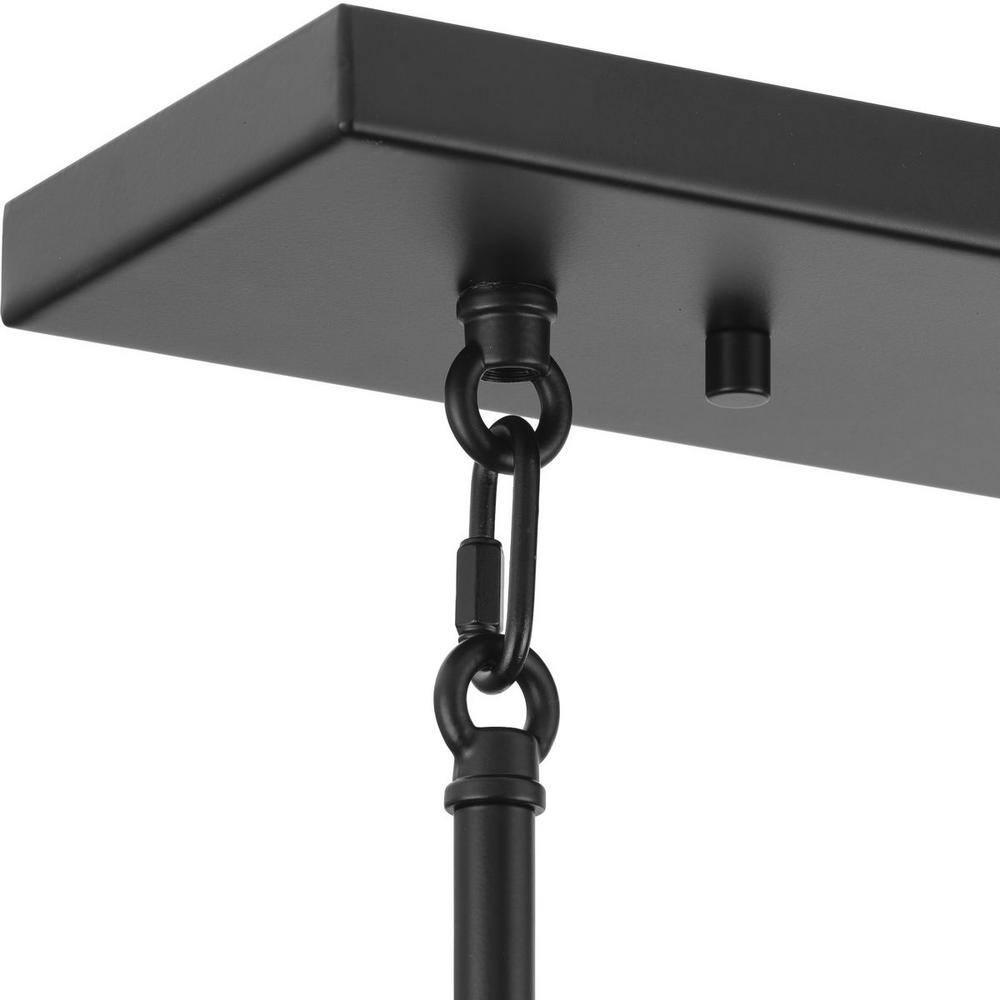 Progress Lighting Rivera 60-Watt 5-Light Matte Black Island Light with Textured Glass Shades