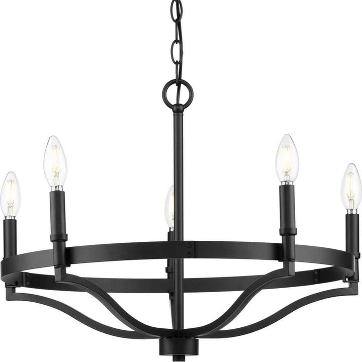 Progress Lighting Canaan 24 in. 5-Light Matte Black Urban Industrial Chandelier