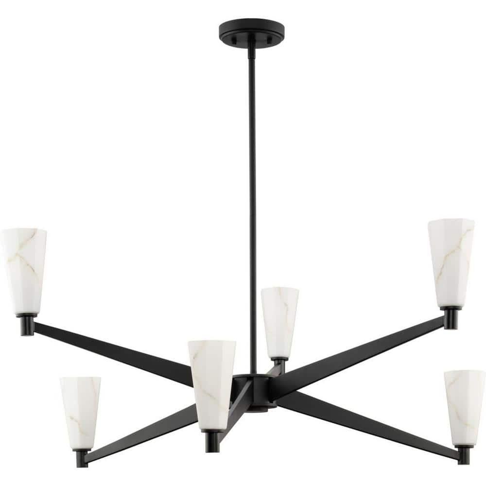 Progress Lighting Tosca Collection 6-Light Matte Black Modern Luxe Chandelier