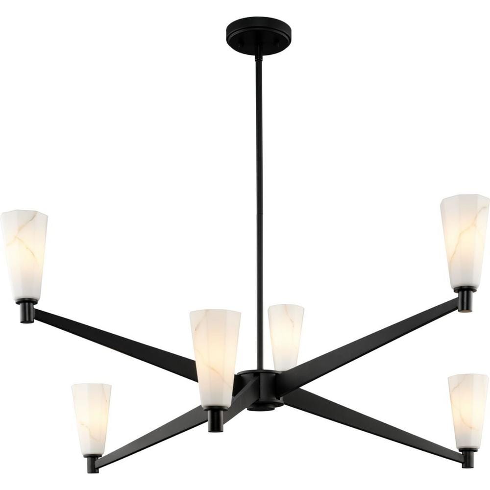 Progress Lighting Tosca Collection 6-Light Matte Black Modern Luxe Chandelier