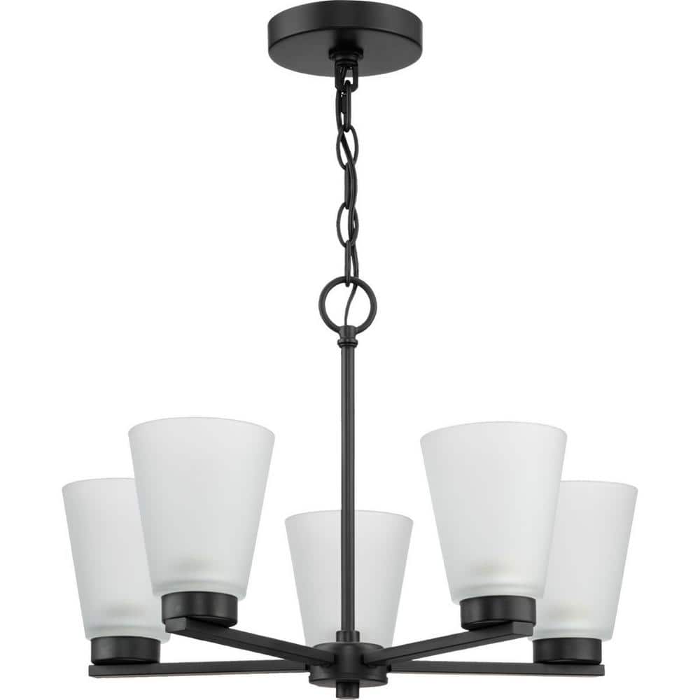Progress Lighting Tanner Collection 5-Light Matte Black Transitional Chandelier