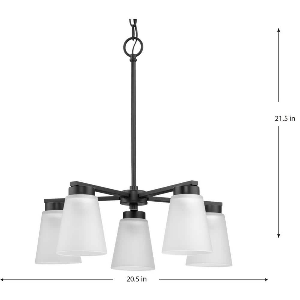 Progress Lighting Tanner Collection 5-Light Matte Black Transitional Chandelier