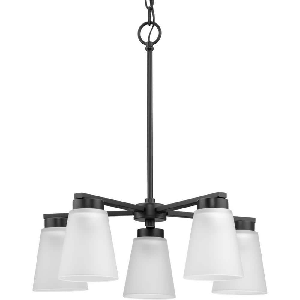 Progress Lighting Tanner Collection 5-Light Matte Black Transitional Chandelier