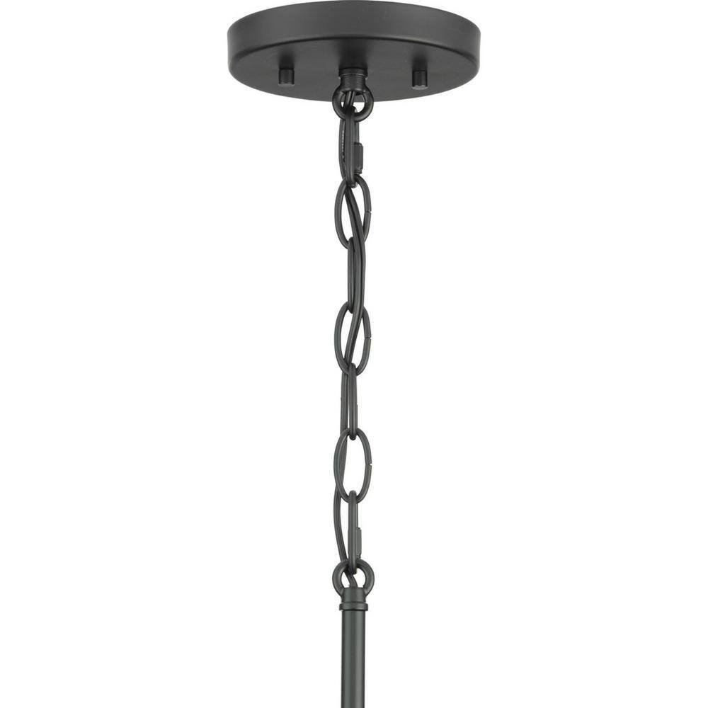 Progress Lighting Mauzy Collection 5-Light Matte Black Transitional Chandelier with Clear Water Glass Shade for Dining Room