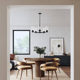 Progress Lighting Mauzy Collection 5-Light Matte Black Transitional Chandelier with Clear Water Glass Shade for Dining Room