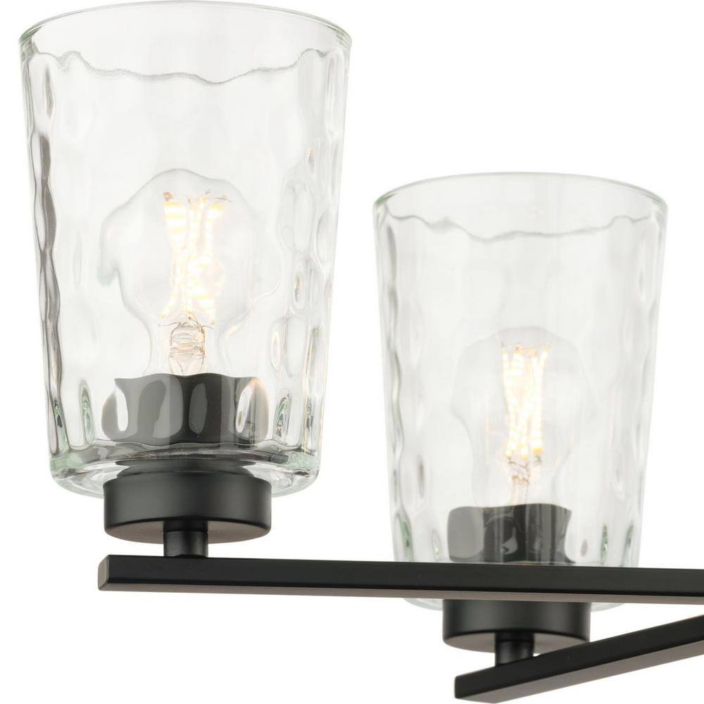 Progress Lighting Mauzy Collection 5-Light Matte Black Transitional Chandelier with Clear Water Glass Shade for Dining Room