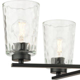 Progress Lighting Mauzy Collection 5-Light Matte Black Transitional Chandelier with Clear Water Glass Shade for Dining Room