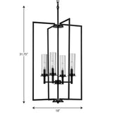Progress Lighting Kellwyn 4-Light Matte Black Clear Glass Transitional Foyer Chandelier Light