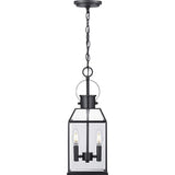 Progress Lighting Canton Heights 2-Light Matte Black Outdoor Pendant Light with Clear Beveled Glass, 7.375 in W x 19.5 in H