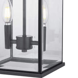 Progress Lighting Canton Heights 2-Light Matte Black Outdoor Pendant Light with Clear Beveled Glass, 7.375 in W x 19.5 in H