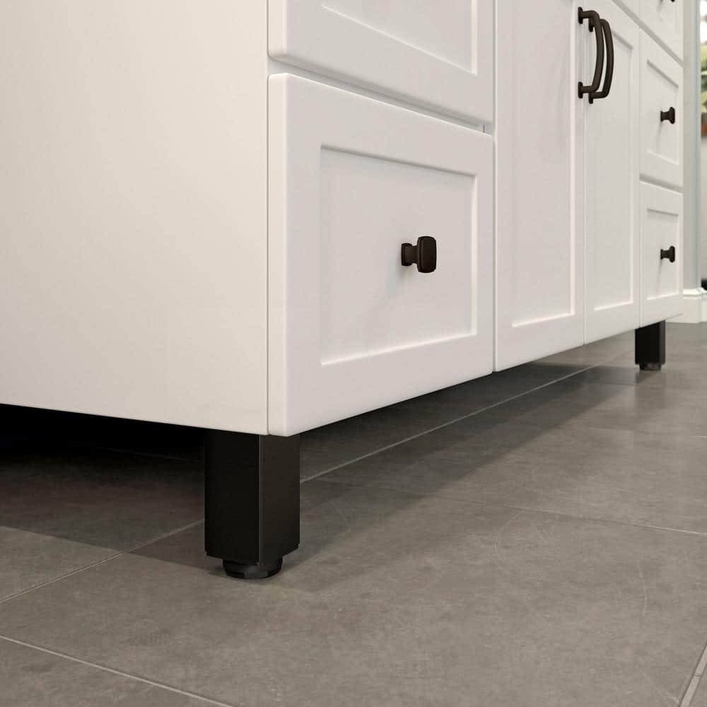 Richelieu 3-15/16 in. Matte Black Metal Square Furniture Leg with Leveling Glide (4-Pack)