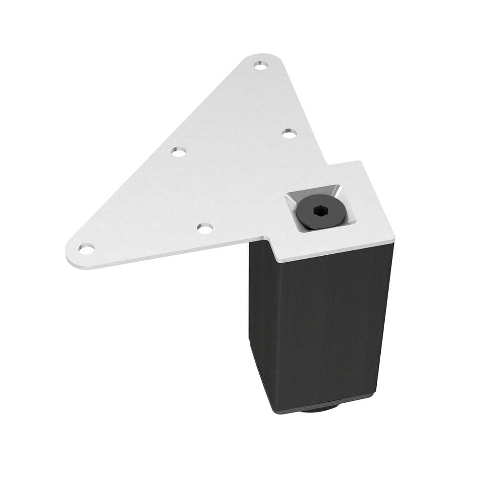 Richelieu 3-15/16 in. Matte Black Metal Square Furniture Leg with Leveling Glide (4-Pack)