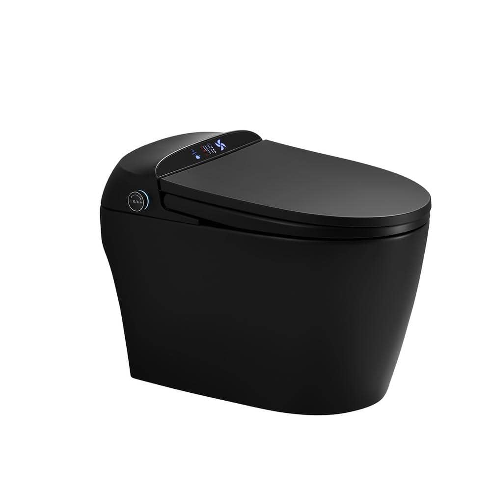 Staykiwi Matte Black Elongated Bidet Toilet 1.28 GPF with Adjustable Sprayer, Deodorizing, Soft Close