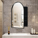 Tenleaf 24.00 in. W x 35.80 in. H Arched Metal Medicine Cabinet with Mirror, Wall Cabinet with Adjustable Shelves, Matte Black