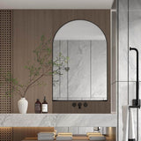 Tenleaf 24.00 in. W x 35.80 in. H Arched Metal Medicine Cabinet with Mirror, Wall Cabinet with Adjustable Shelves, Matte Black