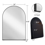 Tenleaf 24.00 in. W x 35.80 in. H Arched Metal Medicine Cabinet with Mirror, Wall Cabinet with Adjustable Shelves, Matte Black