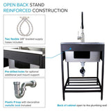 Transolid Stainless Steel Apron-Front Utility Sink with Matte Black Wash Stand