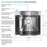Transolid Stainless Steel Apron-Front Utility Sink with Matte Black Wash Stand