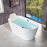 WOODBRIDGE Dieppe 59 in. Acrylic Double-Ended Flat Bottom Freestanding Bathtub with Chrome Overflow and Drain, White