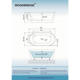 WOODBRIDGE Dieppe 59 in. Acrylic Double-Ended Flat Bottom Freestanding Bathtub with Chrome Overflow and Drain, White