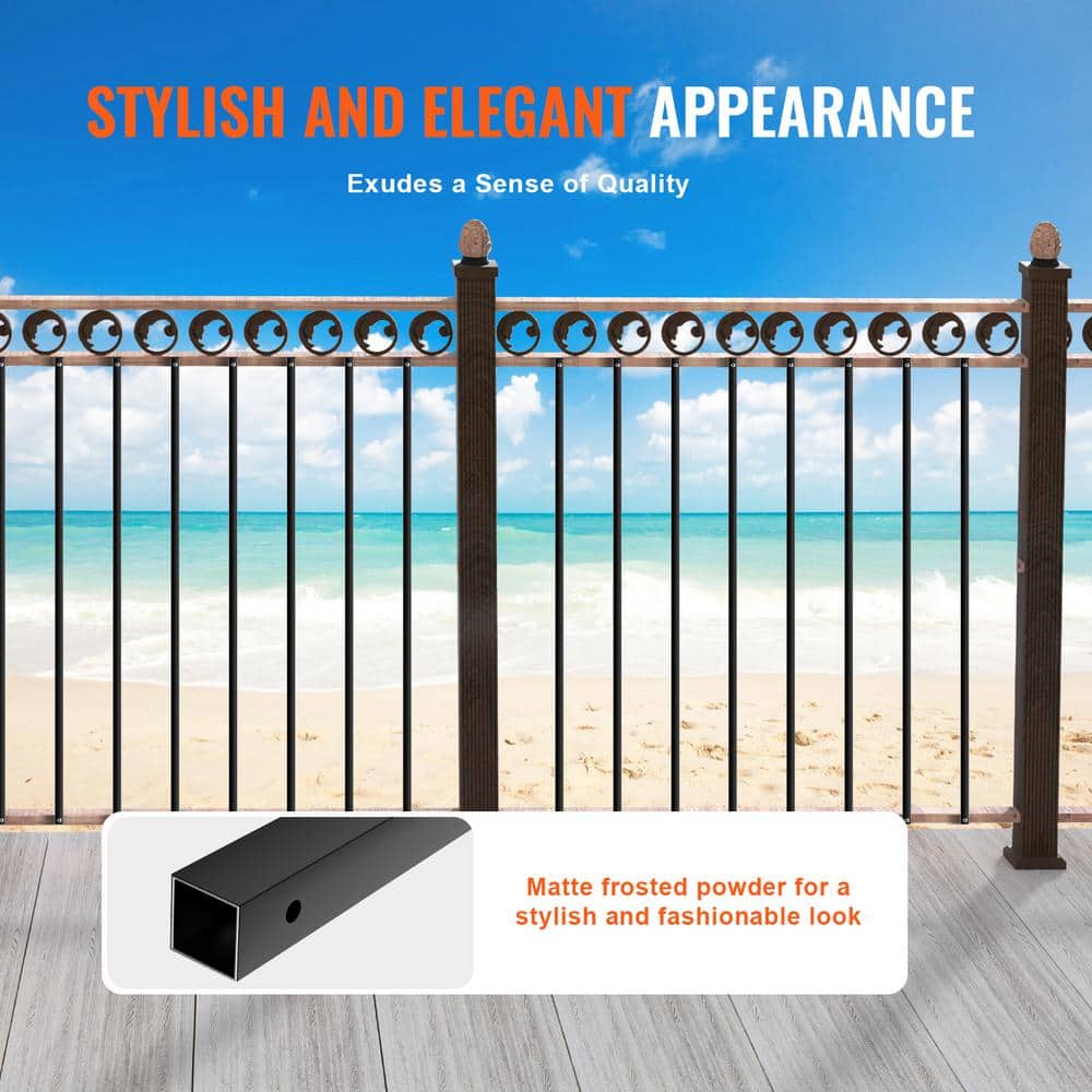VEVOR Staircase Balusters 44.02 in. H x 0.51 in. W Square Black Aluminum Alloy Stair Railing Kit Deck Baluster (31-Pack)