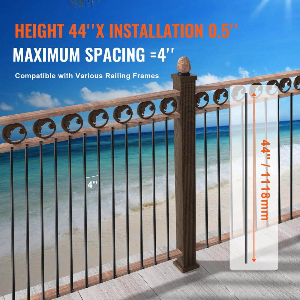 VEVOR Staircase Balusters 44.02 in. H x 0.51 in. W Square Black Aluminum Alloy Stair Railing Kit Deck Baluster (31-Pack)
