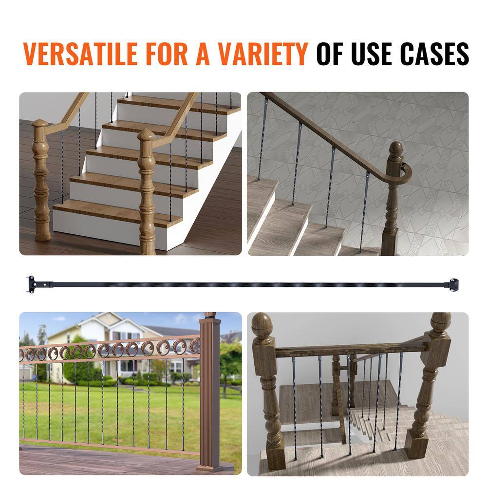 VEVOR Staircase Metal Balusters, 44 in. H x 1/2 in. W Galvanized Steel Decorative Banister Spindles, 10-Pack Deck Baluster