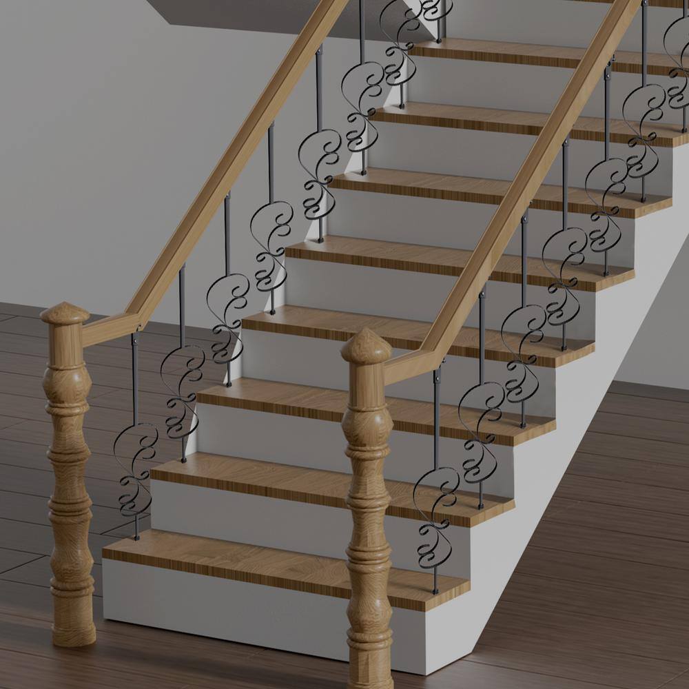 VEVOR Staircase Metal Balusters 44 in. H x 0.79 in. W Black Galvanized Steel Stair Railing Kit Deck Baluster (10-Pack)