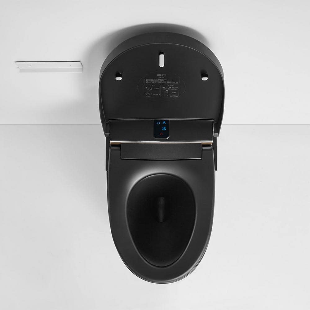 WELLFOR Smart Bidet Toilet 1.28 GPF Matte Black - LED Screen, Auto Functions, Heated Seat