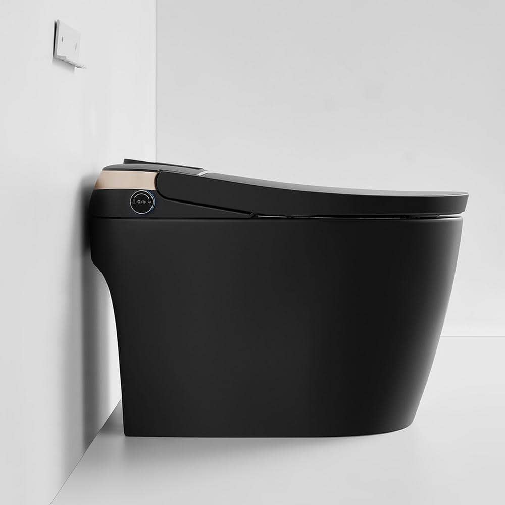 WELLFOR Smart Bidet Toilet 1.28 GPF Matte Black - LED Screen, Auto Functions, Heated Seat