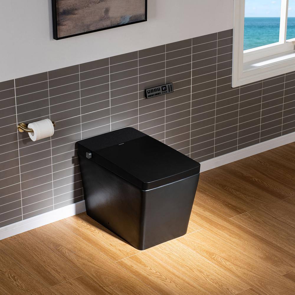 WOODBRIDGE Elongated Square Smart Bidet Toilet 1.0/1.6 GPF in Matte Black
