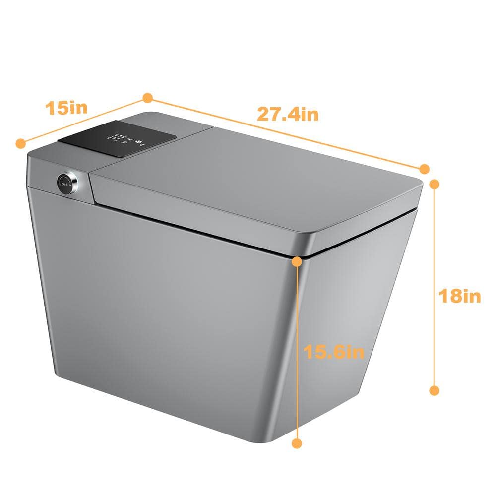 ANGELES HOME Rectangular 12-Inch Rough-In Smart Bidet Toilet with Auto Open/Flushing and Remote