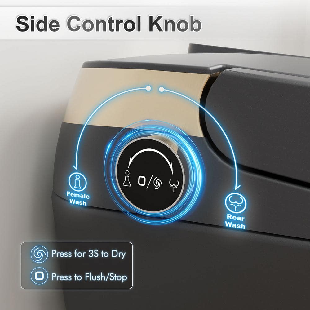 GIVING TREE Smart Toilet Bidet - 1.28 GPF Elongated with Auto Features - Matte Gray