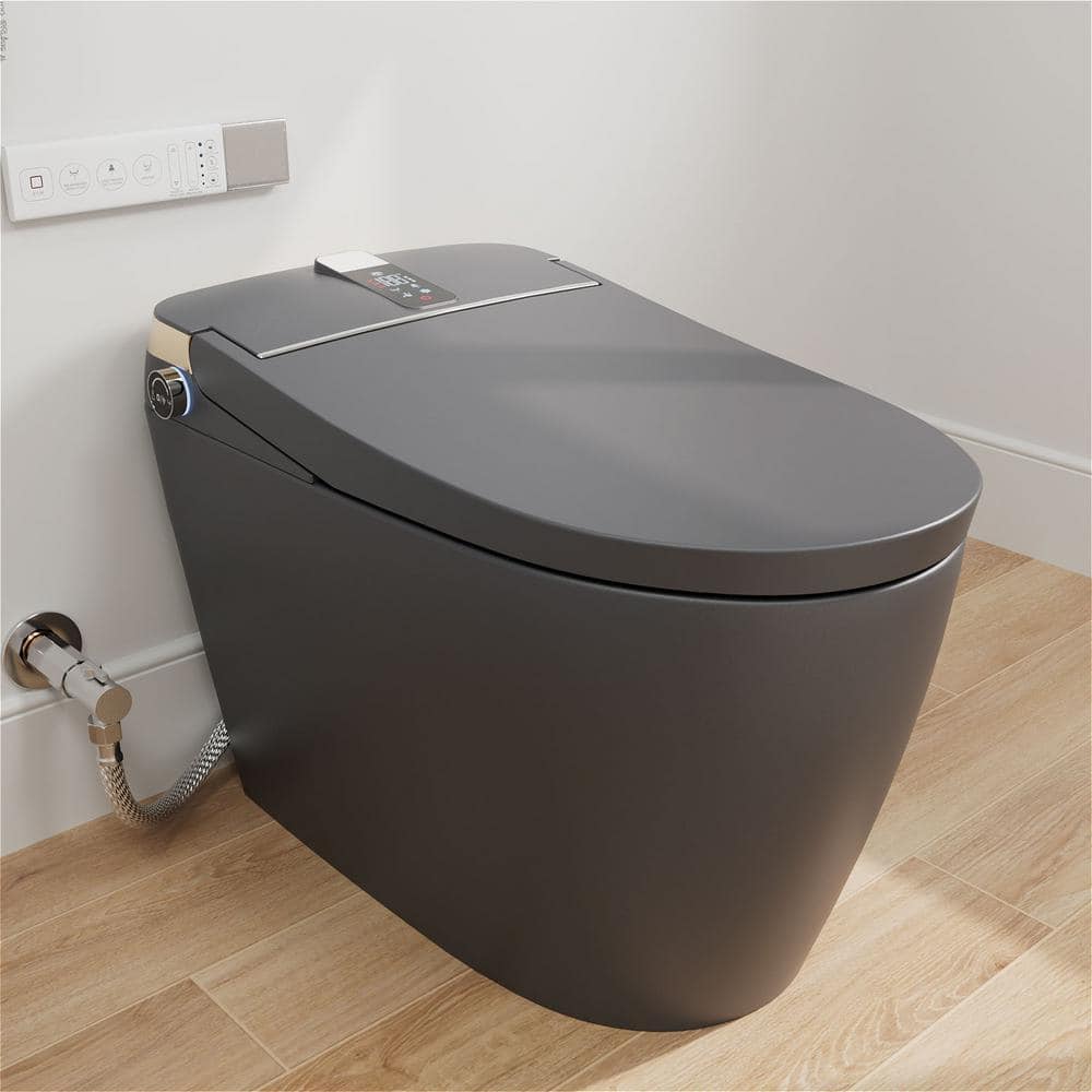 GIVING TREE Smart Toilet Bidet - 1.28 GPF Elongated with Auto Features - Matte Gray
