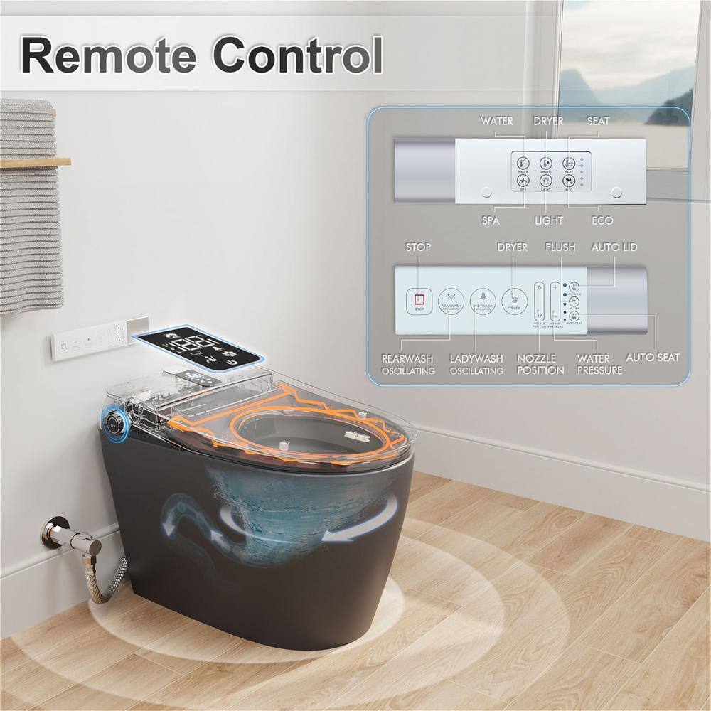 GIVING TREE Smart Toilet Bidet - 1.28 GPF Elongated with Auto Features - Matte Gray