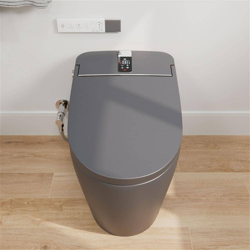 GIVING TREE Smart Toilet Bidet - 1.28 GPF Elongated with Auto Features - Matte Gray