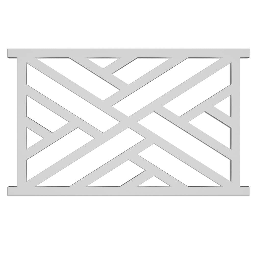 Acurio Latticeworks Chippendale 29 in. x 4 ft. White Decorative Vinyl Rail Panel