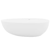ANZZI Fiume 5.6 ft (67 in.) Man-Made Stone Center-Drain Freestanding Soaking Bathtub, Matte White