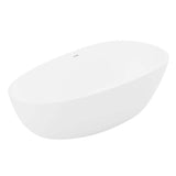 ANZZI Fiume 5.6 ft (67 in.) Man-Made Stone Center-Drain Freestanding Soaking Bathtub, Matte White