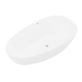 ANZZI Fiume 5.6 ft (67 in.) Man-Made Stone Center-Drain Freestanding Soaking Bathtub, Matte White