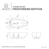 ANZZI Fiume 5.6 ft (67 in.) Man-Made Stone Center-Drain Freestanding Soaking Bathtub, Matte White