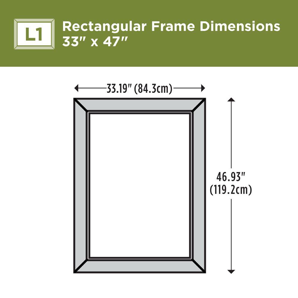 Delta 33 in. W x 47 in. H (L1) Framed Rectangular Deluxe Glass Bathroom Vanity Mirror in Matte White