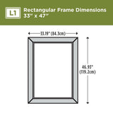 Delta 33 in. W x 47 in. H (L1) Framed Rectangular Deluxe Glass Bathroom Vanity Mirror in Matte White