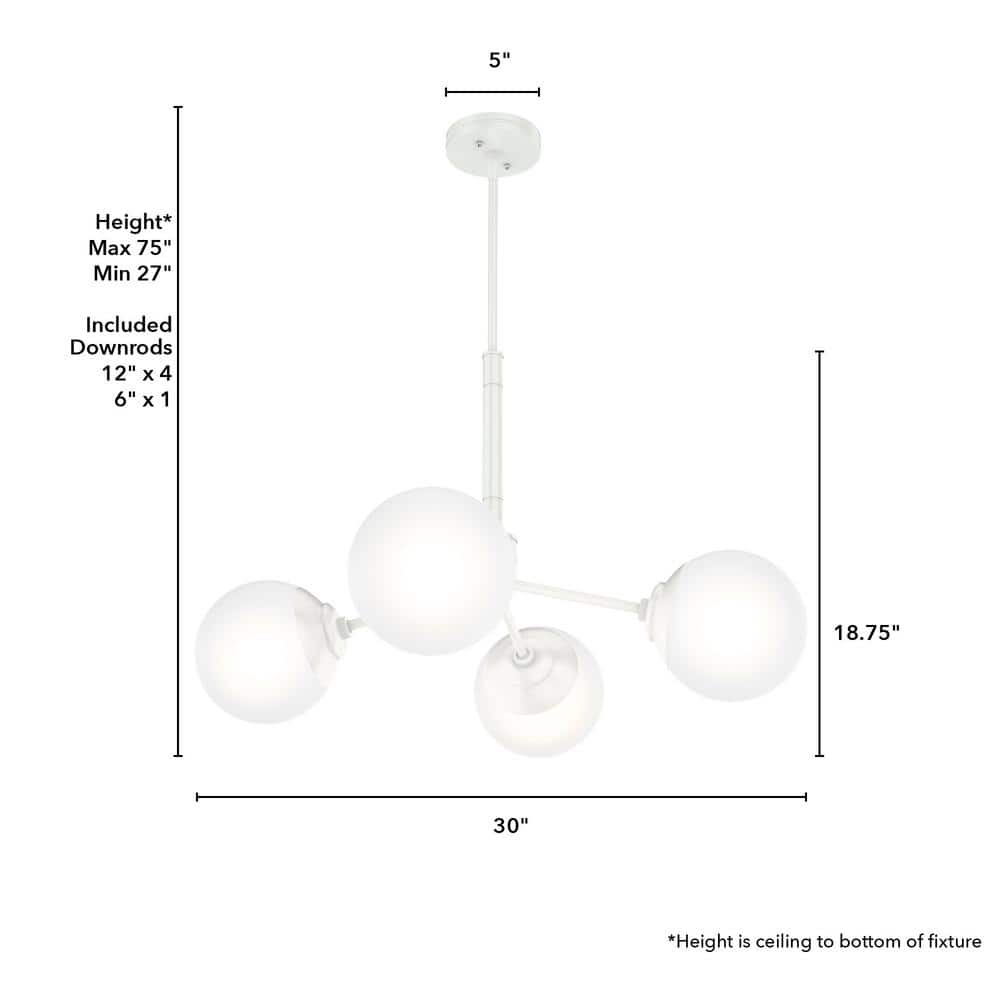 Hunter Hepburn 4 Light Matte White Chandelier Bedroom Light