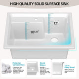 NTQ 30 in. Solid Surface Laundry/Utility Sink & Cabinet with Stainless Steel Faucet