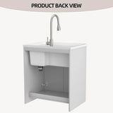 NTQ 30 in. Solid Surface Laundry/Utility Sink & Cabinet with Stainless Steel Faucet