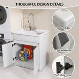 NTQ 30 in. Solid Surface Laundry/Utility Sink & Cabinet with Stainless Steel Faucet