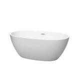 Wyndham Collection Juno 59 in. Acrylic Freestanding Bathtub, Matte White with Chrome Trim